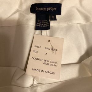 Boston Proper Women’s White Crop Style Pants With Front Pleats